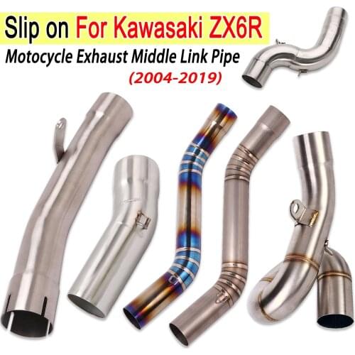 Slip On for Kawasaki ZX6R 2004- 2019 Motorcycle Exhaust Muffler Modified Middle Link Pipe Connector Adapter Stainless Steel Tube