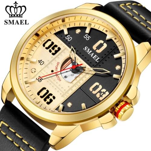 SMAEL New Mens Watches Top Brand Leather Waterproof Wristwatch Sport Automatic Date Quartz Watch For Men Relogio Masculino