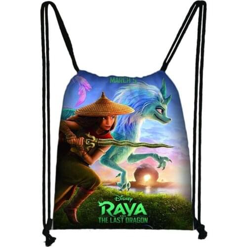 Disney 2021 New movie Raya and The Last Dragon sports drawstring bag Male and Female Cartoons Student School Bag Travel Bag