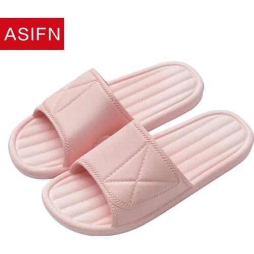 ASIFN Slippers Women Summer Indoor Home Slides Soft Sole Non-slip Simple Couple Bathing Bathroom Home Slipper Men Dropshipping