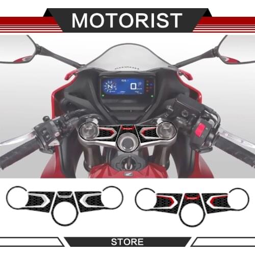 Carbon fiber 3D Motorcycle Sticker For cbr650r cbr 650r Triple Tree Top Clamp Upper Front Protector Pad Cover Decoration Decals