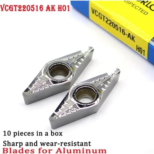 VCGT220516 AK H01 Aluminum Cutter Blade VCGT 220516 Insert Cutting Tool Internal Turning Tool CNC Tools AL +TIN Alloy Wood