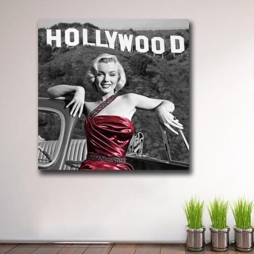Wxkoil Picture Art Photo Marilyn With Car Wall Decor Painted Wall Art Canvas Printed Living Room Painting Wall Art NoFramed