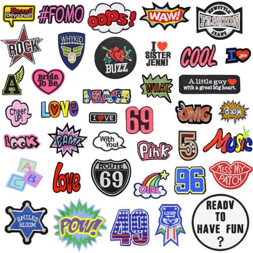 1PCS Pop Style Text Patch for Clothing Embroidery Sewing Applique Funny Graffiti Patch DIY Jacket Windbreaker Jeans Bag Garment