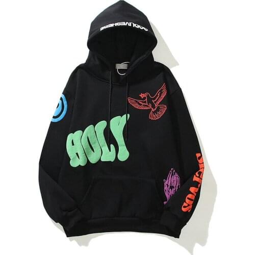 2021 Kanye West Foam Letter Print Graffiti Fleece Mens Hip Hop Hoodies Pullover Cotton Hooded Sweatshirts Women Gothic Clothes