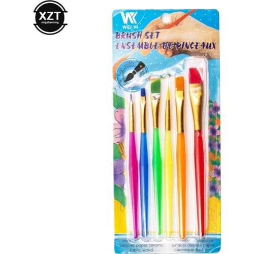 6 Pcs/Set Educational Kids Watercolor Gouache Paint Brushes Drawing Painting Crafts Nylon Handle Brush Paint Brushes Art Toy