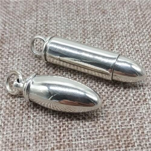 925 Sterling Silver Bullet Prayer Box Locket Pendant Memory Wish Box for Necklace