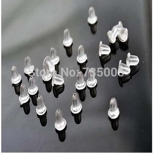 Free shipping! 1000Pcs/Lot 5*6MM Rubber Plastic Clear Earring Back Stoppers Ear Post Nut