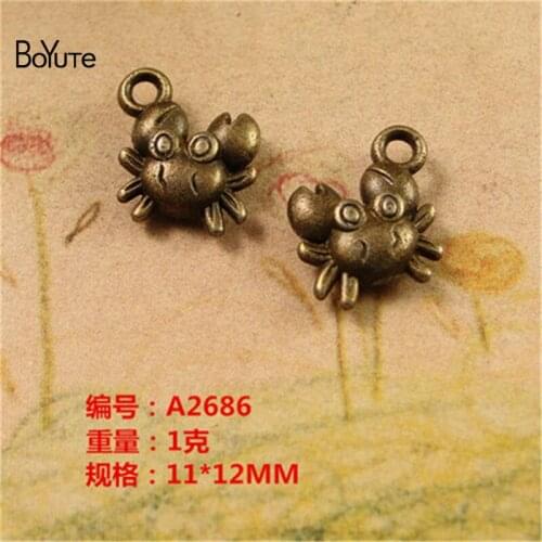 BoYuTe (100 Pieces/Lot) 11*12MM Antique Bronze Silver Plated Zinc Alloy Crab Charms Pendants for Jewelry Making Diy Handmade