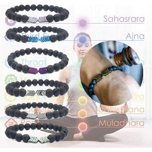 Natural Volcanic Stone Healing Balance Magnet Arrow Beads Yoga Bracelet Lava Diffuser Bracelet For Men Women Jewelry Gift