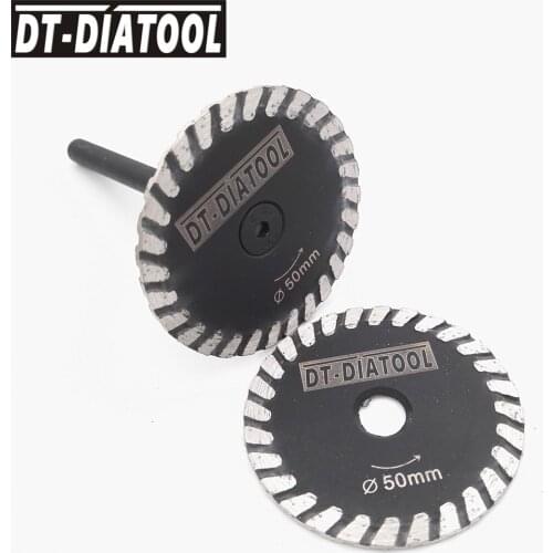 DT-DIATOOL 1pc Dia 30/40/50mm Mini Engraving Diamond Blade With Removable 6mm Shank & 1pc Mini Saw Blade Without Shank For Stone