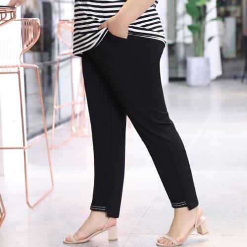 Pantalones High Waist Pencil Pants Plus Size Women Clothing Oversized Summer Style Black Trousers Casual Fashion Free Shipping
