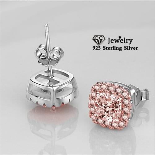 CC Stud Earrings For Women 925 Silver Cubic Zirconia Classic Jewelry Bridal Wedding Earrings Engagement Drop Shipping CCE667