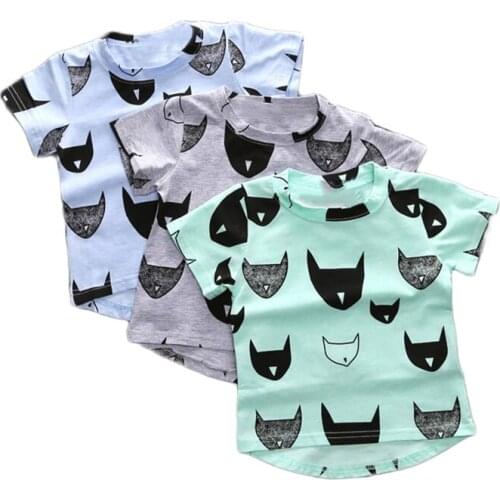 Cartoon Bat Head Printed Boys T Shirts Short Sleeve Summer Cotton Top Tee Clothes Children Clothing Kids Girls T-Shirts