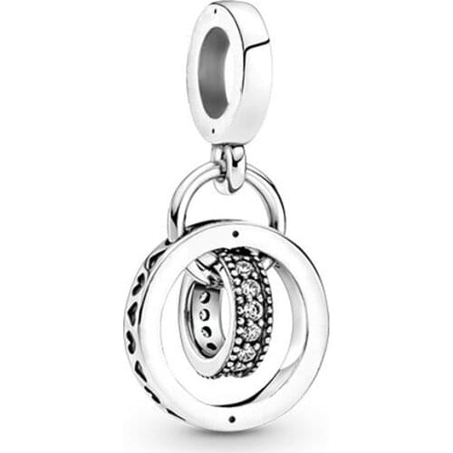 100% 925 Silver New Shiny Rotating Ring Pendant Suitable For The Original Pandora Bracelet Necklace Womens Diy Charm Jewelry