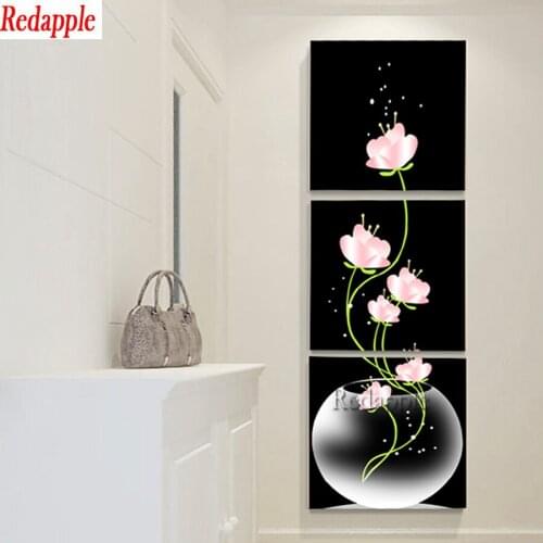 3pc set Full Square Diamond Painting Flower Diamond Embroidery Sale Agapanthus Rhinestone Mosaic Triptych porch decoration art