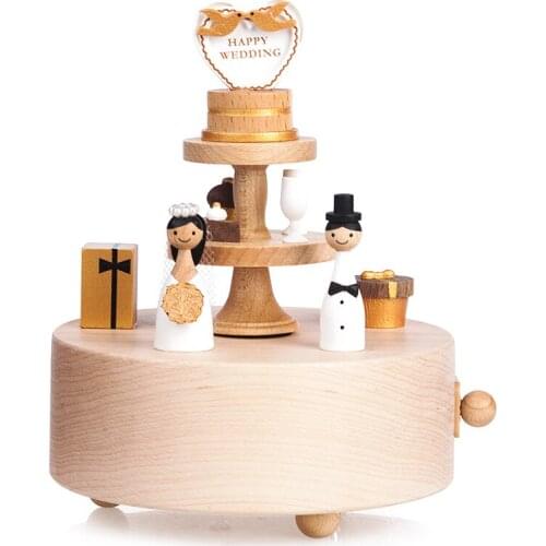 Creative Movement Small Wood Music Box Kit Decorative Boxes Carousel Musical Jewelry Rotating Caja Musical Wedding Gifts EH50MB