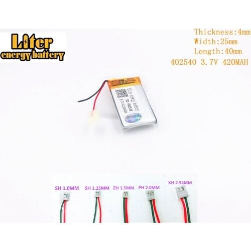 3.7V 402540 420MAH lithium polymer battery FOR 3.7V 420MAH 402540 PLUG MP3 MP4 Bluetooth small toys polymer rechargeable battery