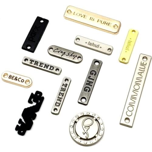 Custom Brand Logo Metal Labels For Clothing Customized Cloethes Name Metal Label Famous Brand Logo Metal Marker For Jeans