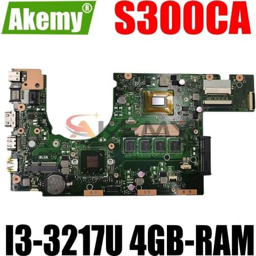 AKEMY S300CA Laptop Motherboard For ASUS VivoBook S300CA S300C Original Mainboard 4GB-RAM I3-3217U