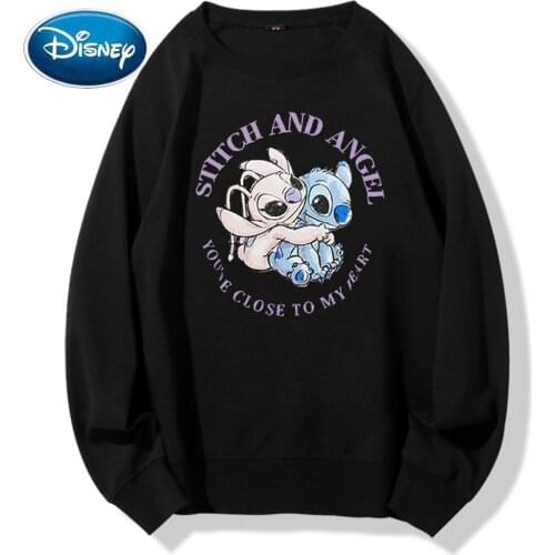 Disney Sweatshirt Fashion Stitch Little Monster Angel Letter Cartoon Print Couples Women Unisex Long Sleeve Jumper Tops 8 Colors