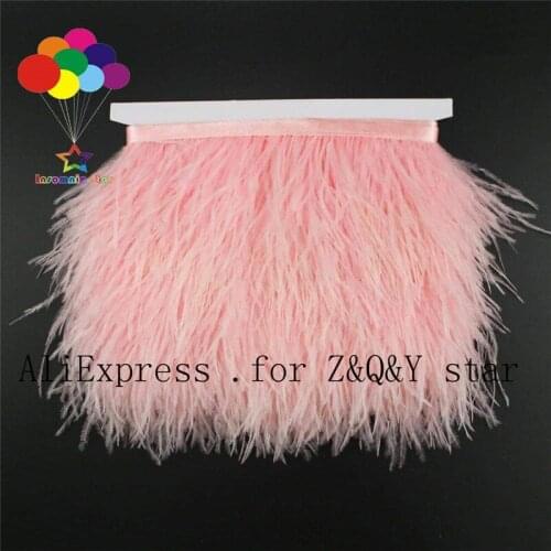Z&Q&Y natural ostrich hair dyed pink made cloth edge DIY makeup stage performance clothing craft feather accessories