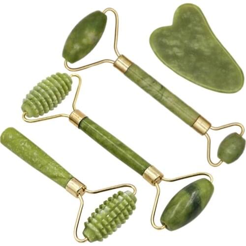 Jade Roller Massager for Face Roller Gua Sha Jade Stone Face Massager Thin Face Lift Anti Wrinkle Facial Beauty Skin Care Tools
