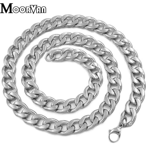 Moorvan figaro NK necklace silver color best quality stainless steel 24inch 12mm cool sportman trendy necklaces for men VN424