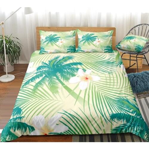 Palm Tree Bedding Set Coconut Tree Duvet Cover Set Tropical Bed Linen Green Bedding Set Boy Girl Home Textile Microfiber Bed Set