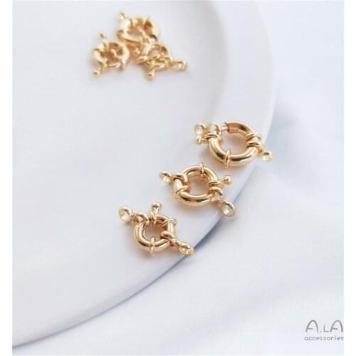 14K Gold Filled Spring buckle steering wheel buckle circle pearl necklace bracelet link diy accessories