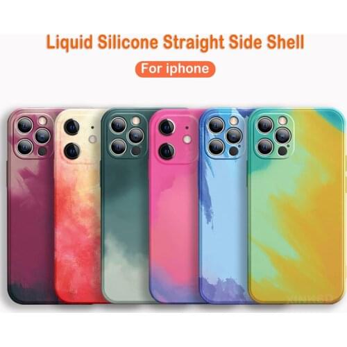 Luxury Watercolor Matte Soft Silicone Square Phone Case For iPhone 12 11 Pro Max Mini X XS XR 7 8 Plus SE 2020 Back Cover Coque