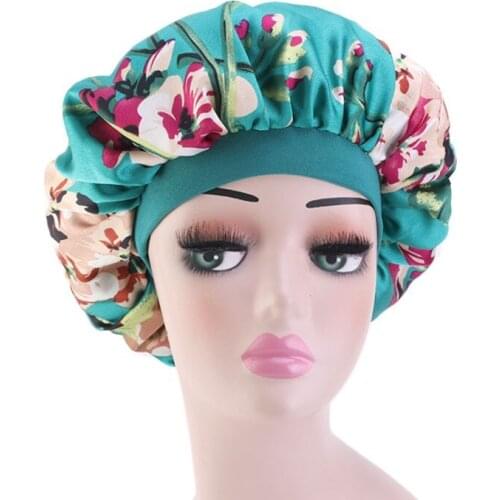 6 Colors Satin Bonnet Salon Night Hair Hat for Natural Curly Hair Double Elastic Bathing Shower Cap Head Cover Wrap Hat