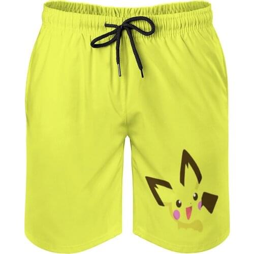 Summer Men Beach Short Breathable Quick Dry Joke Japanese Anime Basketball Pichu Male Shorts