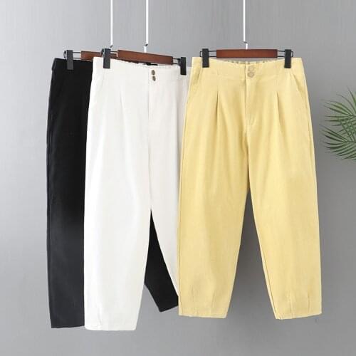 Plus Size Pants For Women In Spring Autumn Wear Elastic Waist Cotton Fabric Loose Trousers Large Size Casual Pants For Fatlady