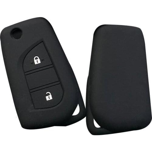 For Peugeot 108 Silicone Car Key Cover Case For Toyota Yaris Remote Protetor Chaves 2 Button Flip Key Cover Cap