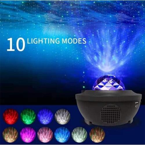 DC5V Starry Sky LED Projector Light USB Remote Control with Music Bluetooth Speake Night Lamp Star/Moon/Ocean Wave Night Lights