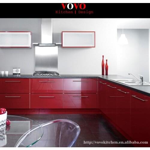 High quality modern lacquer kitchen cabinet in glossy red
