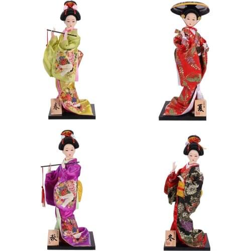 12" Oriental Japanese Brocade Kimono Kabuki Doll Geisha Figure Figurine Statuefor Home Room Hotel Desk Cabinets Decor Art Crafts