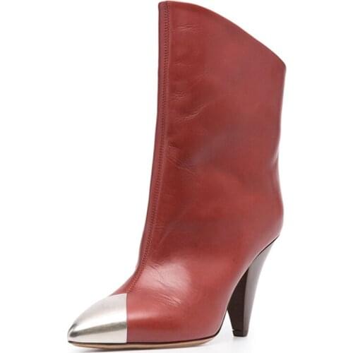 Metal Pointy Toe Spike High Heel Short Fashion boots 2021 New Design Womens Sexy Booty Ankle