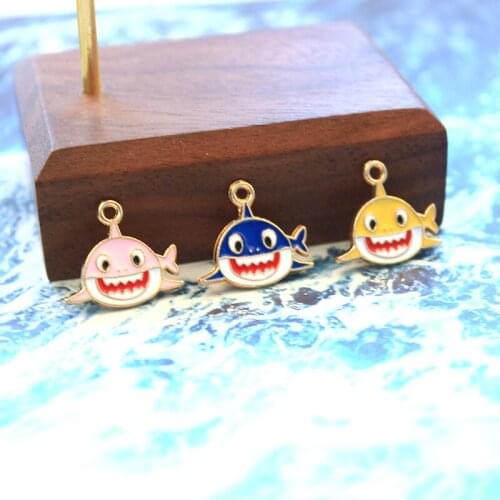 10pcs/lot Shark Dangle Handmade Enamel Charms Pendant DIY for Bracelet Necklace Bag
