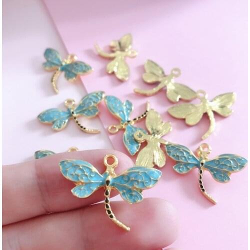 10pcs/pack Dragonfly Charms for Jewelry Earring Bracelets DIY Jewelry Making Golden Base