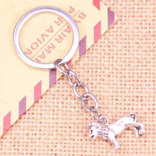 20pcs New Fashion Keychain 23x15mm lion Pendants DIY Men Jewelry Car Key Chain Ring Holder Souvenir For Gift