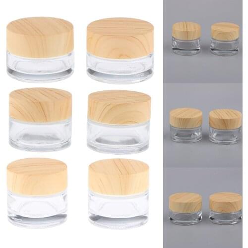 6pcs Glass Bottle Cosmetic Makeup Jar Cream Lip Balm Containers 5g/10g/15g