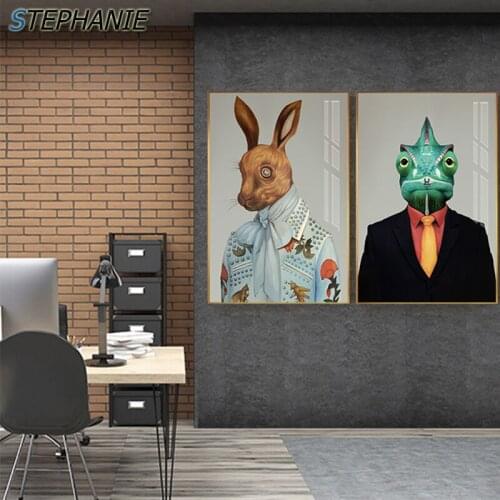 Abstract Rabbit Painting Posters and Prints Nordic Bright Animal Owl Canvas Art Wall Picture for Living Room Modern Home Decor
