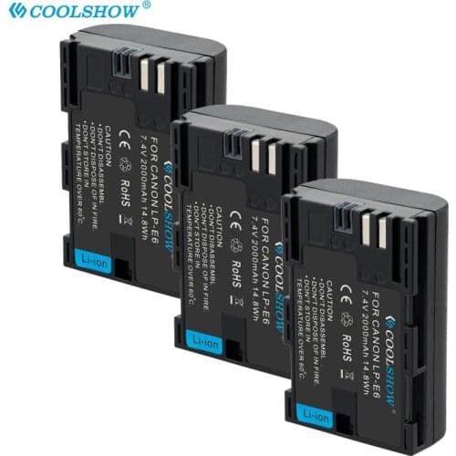 LP-E6 LPE6 2000mah Battery For EOS MarkII III IV EF-S 18-200IS Kit 5D mark III 6D 7D 80D 70D 60D 5D LP E6 Canon Batteries
