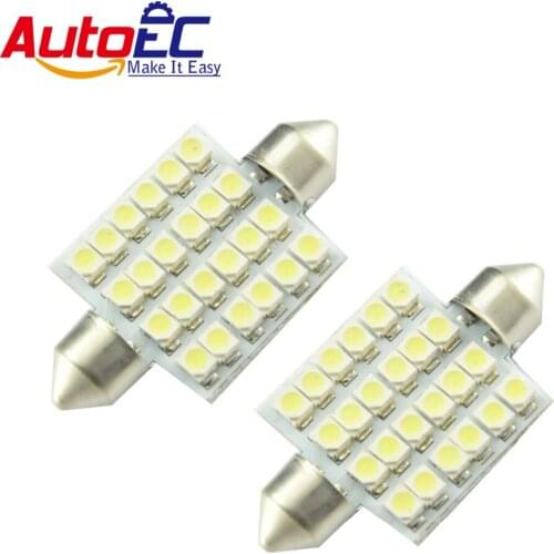 AutoEC 100x Festoon 24 smd 1210 led white light 24 SMD LEDS 3528 1210 SMD Car Led Reading Lamp Interior Dome Light #LK118