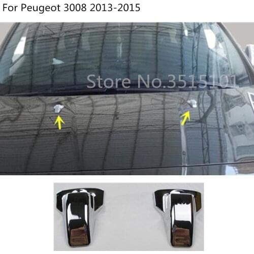 Car cover detector ABS Chrome head front Machine Water paste outlet stick lamp frame trim 2pcs For Peugeot 3008 2013 2014 2015