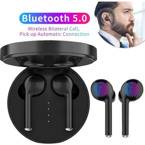 TWS True Wireless Earphones with Bluetooth 5.0, Touch Control, and Noise-Cancelling Micro with charging Box for Phones