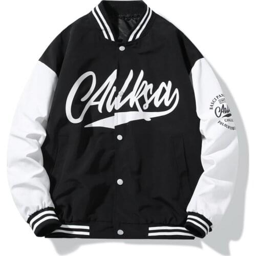 Men Bomber Jacket Printed Letters Baseball Jackets Spring Buttons Windbreaker loose Jacket Male Outwear Couple Brand Clothing