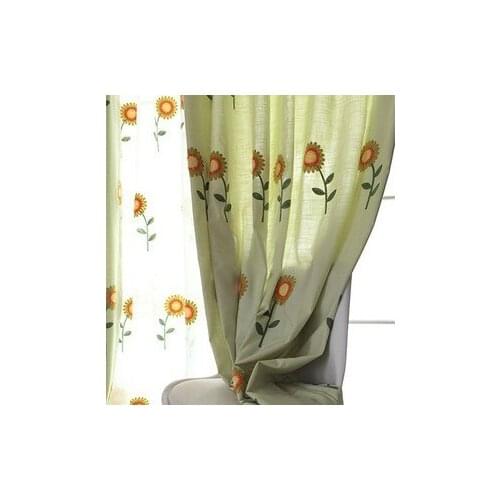 The new cotton embroidered towels embroidered sunflowers pastoral Korean style living room curtains bedroom balcony
